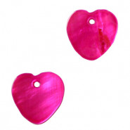 Muschel Anhänger Süßwasserperlmutt Herz 9-11mm Magenta pink